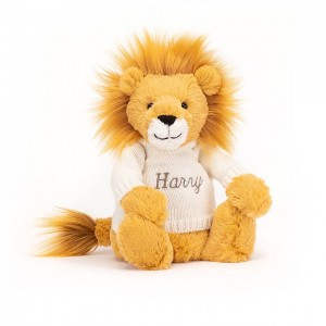 Jellycat Bashful Lion with Personalised Cream Jumper Medium | KCZDL6901