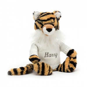Jellycat Bashful Tiger with Personalised Cream Jumper Medium | DVXCS2435
