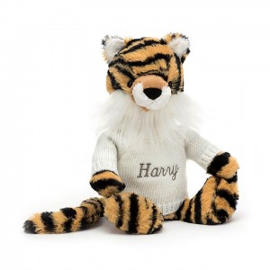 Jellycat Bashful Tiger with Personalised Cream Jumper Medium | HPOYD6920