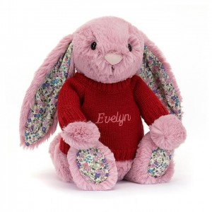 Jellycat Blossom Tulip Bunny with Personalised Red Jumper Medium | IVGTN6942