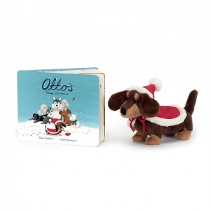 Jellycat Otto's Snowy Christmas Book & Winter Warmer Otto Sausage Dog | BZHSX0573