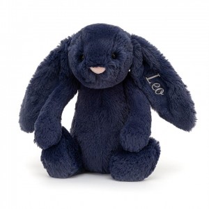 Jellycat Personalised Bashful Navy Bunny Medium | FBYKJ3264