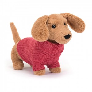 Jellycat Sweater Sausage Dog Pink | KXPVB4720