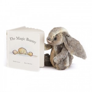 Jellycat The Magic Bunny Book and Bashful Cottontail Bunny Medium | MEKDG3902