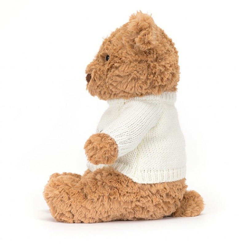 Jellycat Bartholomew Bear with Personalised Cream Jumper Medium | ZLNFG0759