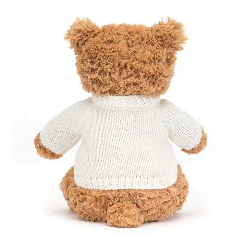 Jellycat Bartholomew Bear with Personalised Cream Jumper Medium | ZLNFG0759