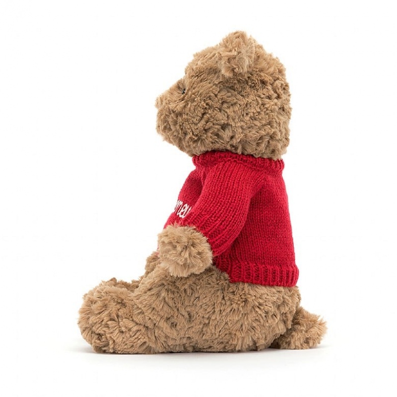 Jellycat Bartholomew Bear with Personalised Red Jumper Medium | YFHQI3840