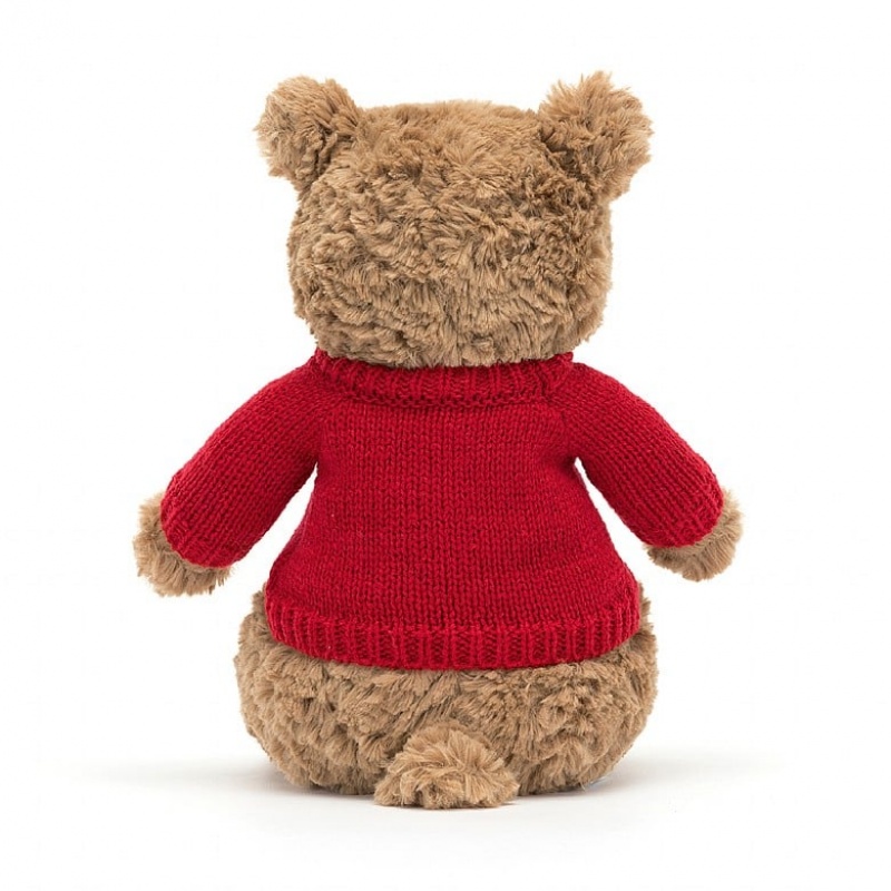 Jellycat Bartholomew Bear with Personalised Red Jumper Medium | YFHQI3840