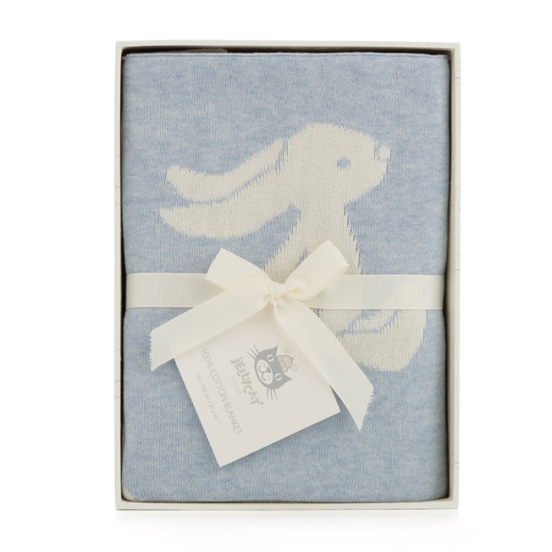 Jellycat Bashful Blue Bunny Blanket | VLGUD8372