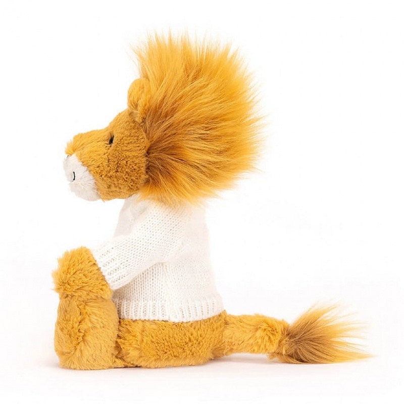 Jellycat Bashful Lion with Personalised Cream Jumper Medium | KCZDL6901