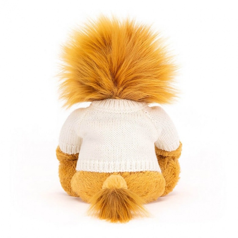 Jellycat Bashful Lion with Personalised Cream Jumper Medium | KCZDL6901