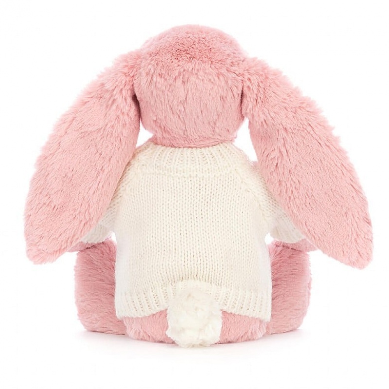 Jellycat Bashful Petal Bunny with Personalised Cream Jumper Medium | KBNTM6295