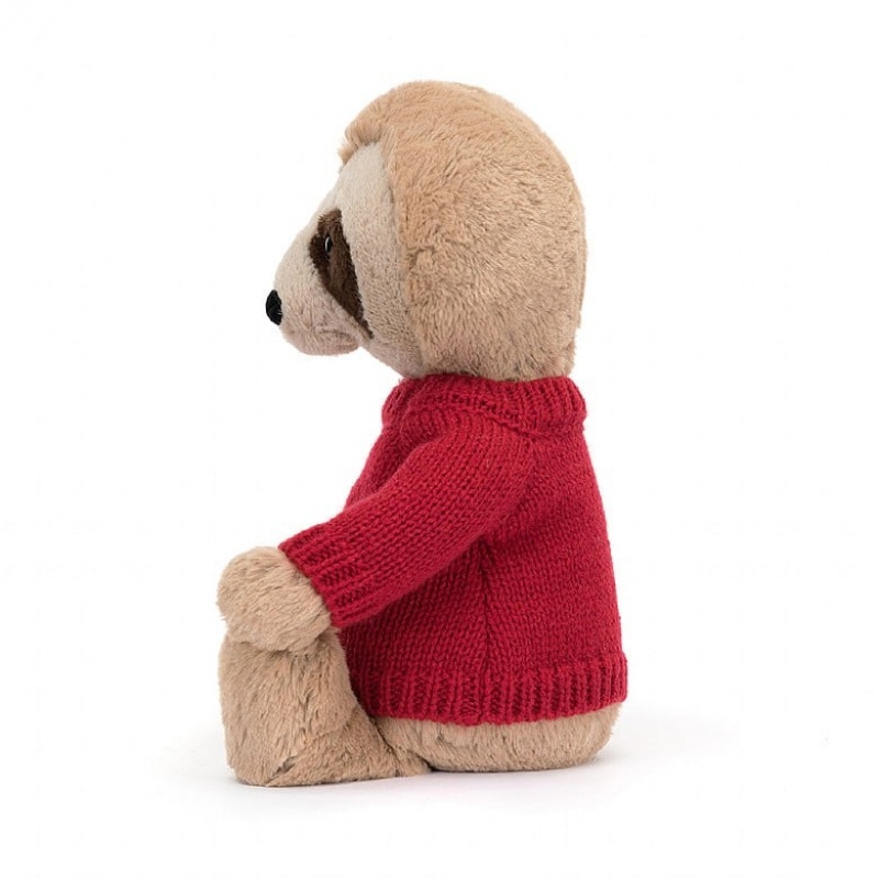 Jellycat Bashful Sloth with Personalised Red Jumper Medium | OJRMI1028