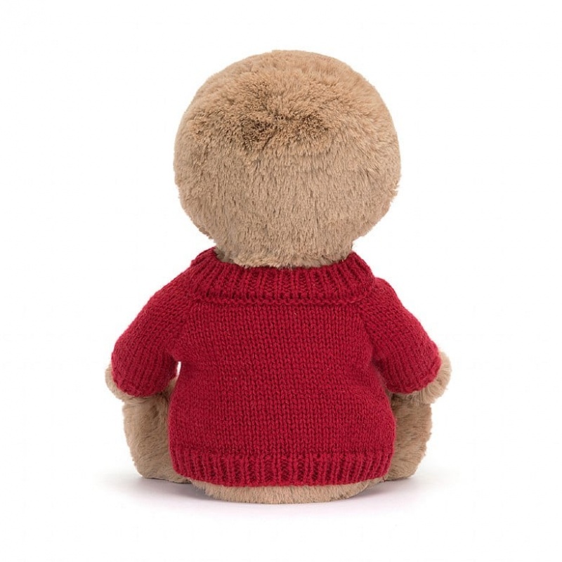 Jellycat Bashful Sloth with Personalised Red Jumper Medium | OJRMI1028