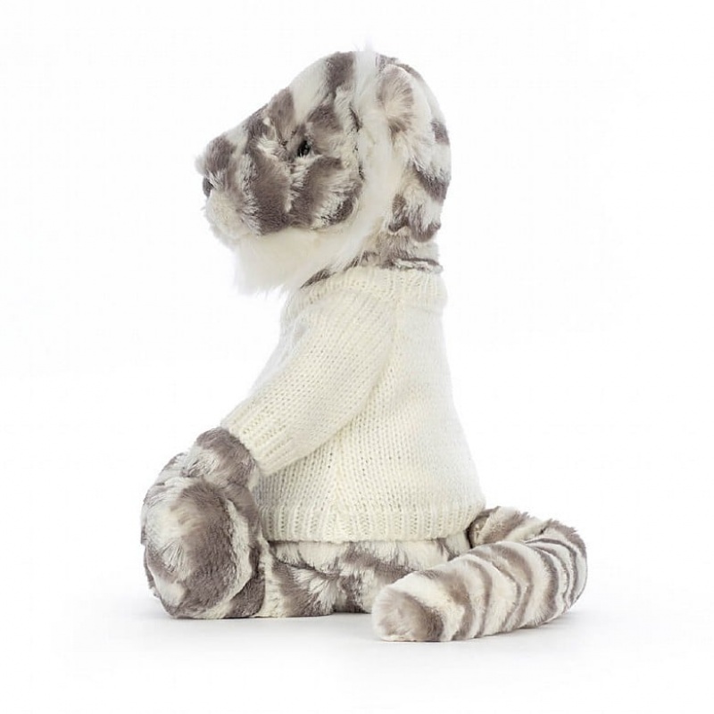 Jellycat Bashful Snow Tiger with Personalised Cream Jumper Medium | ESABZ4165