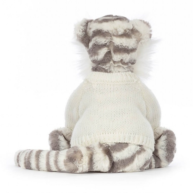 Jellycat Bashful Snow Tiger with Personalised Cream Jumper Medium | ESABZ4165