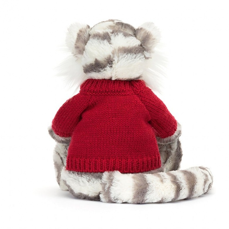 Jellycat Bashful Snow Tiger with Personalised Red Jumper Medium | YMGNW6930