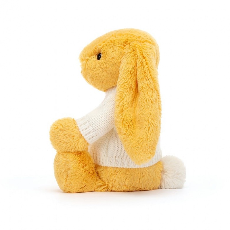 Jellycat Bashful Sunshine Bunny with Personalised Cream Jumper Medium | TARWC3960