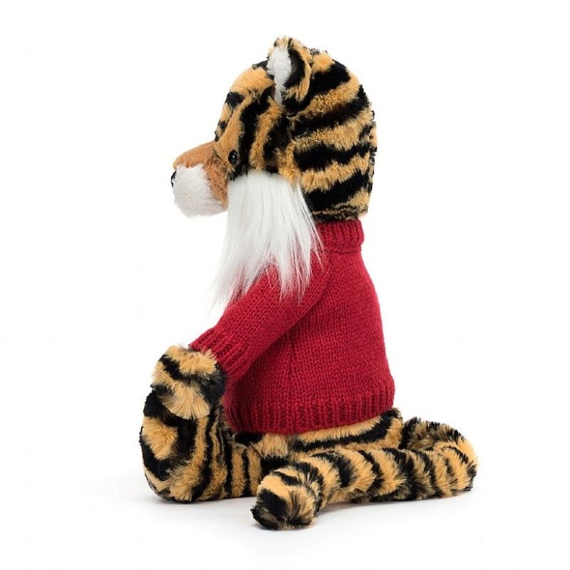 Jellycat Bashful Tiger with Personalised Red Jumper Medium | WVXJA4678