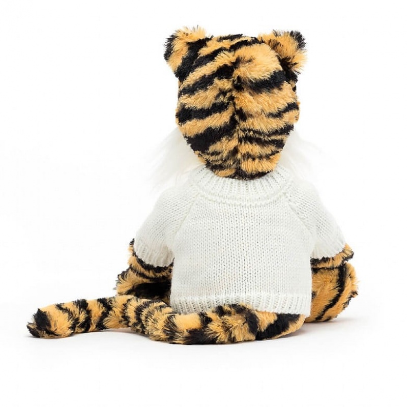 Jellycat Bashful Tiger with Personalised Cream Jumper Medium | HPOYD6920