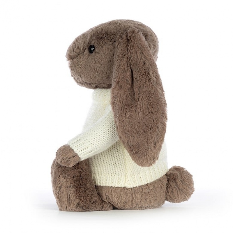 Jellycat Bashful Truffle Bunny with Personalised Cream Jumper Medium | QSJTF2735