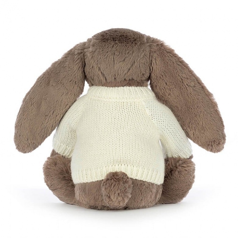 Jellycat Bashful Truffle Bunny with Personalised Cream Jumper Medium | QSJTF2735