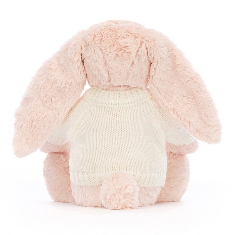 Jellycat Blossom Blush Bunny with Personalised Cream Jumper Medium | FCKDO8240