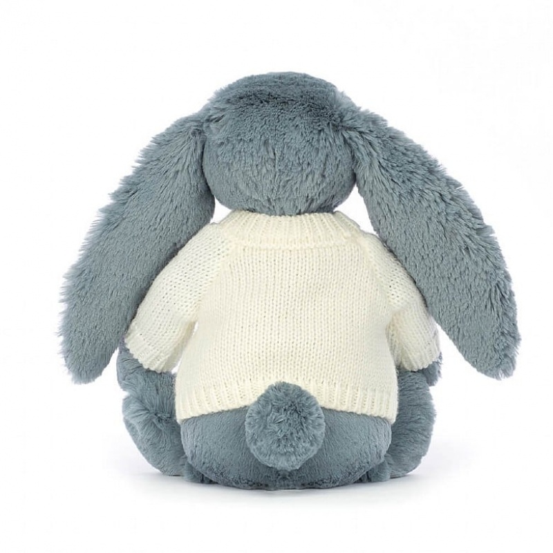 Jellycat Blossom Dusky Blue with Personalised Cream Jumper Medium | TAJYL1782