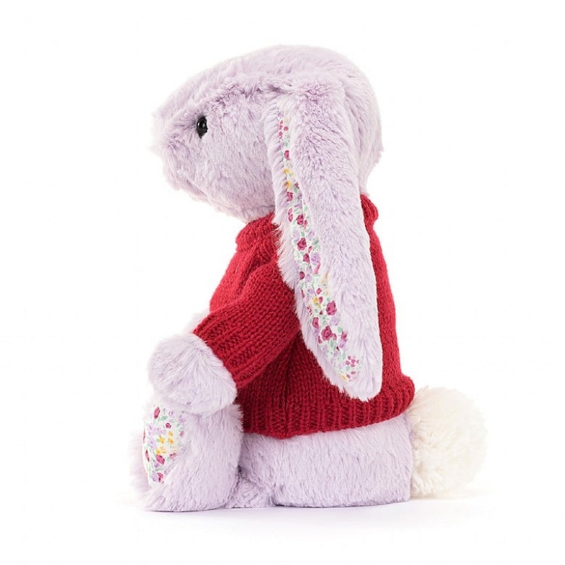 Jellycat Blossom Jasmine Bunny with Personalised Red Jumper Medium | OKUME4507