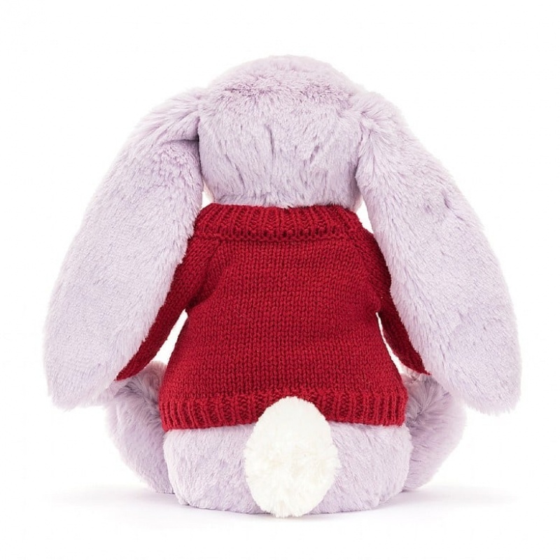 Jellycat Blossom Jasmine Bunny with Personalised Red Jumper Medium | OKUME4507