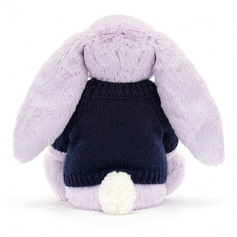 Jellycat Blossom Jasmine Bunny with Personalised Navy Jumper Medium | DJLKY0396