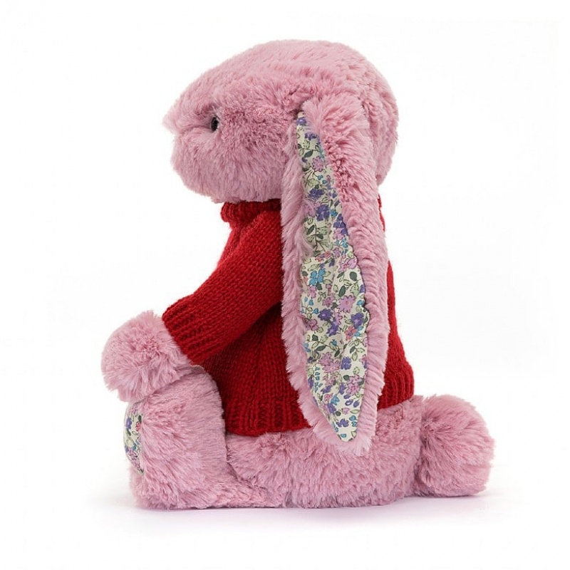 Jellycat Blossom Tulip Bunny with Personalised Red Jumper Medium | IVGTN6942