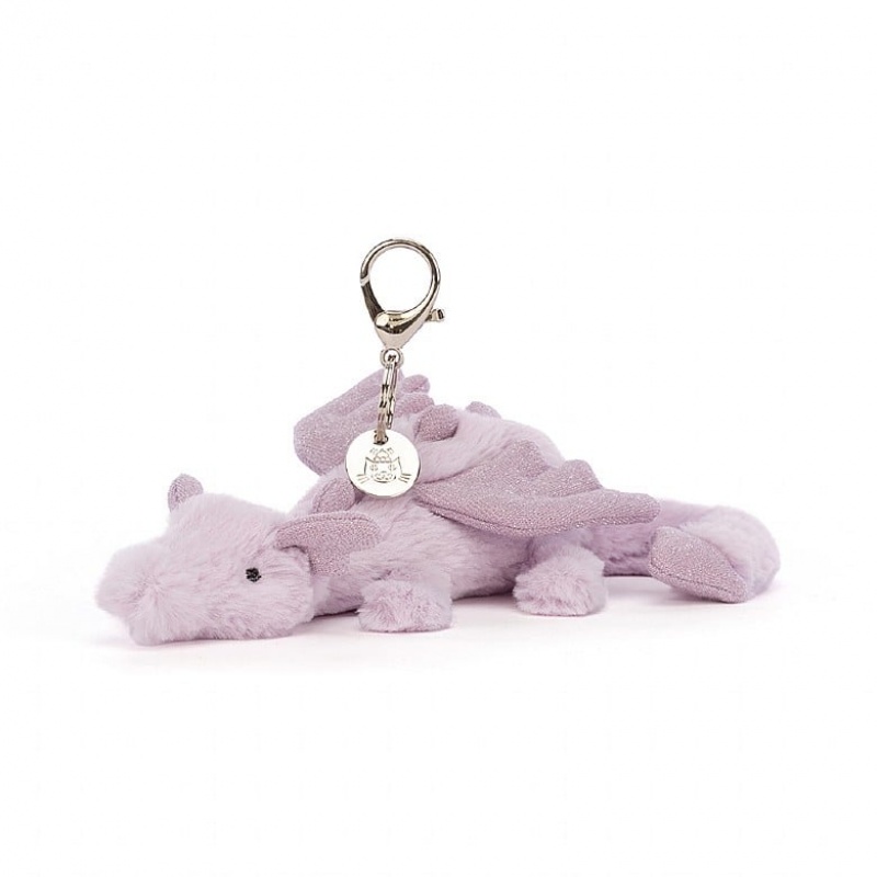 Jellycat Lavender Dragon Bag Charm | AZDSE4732