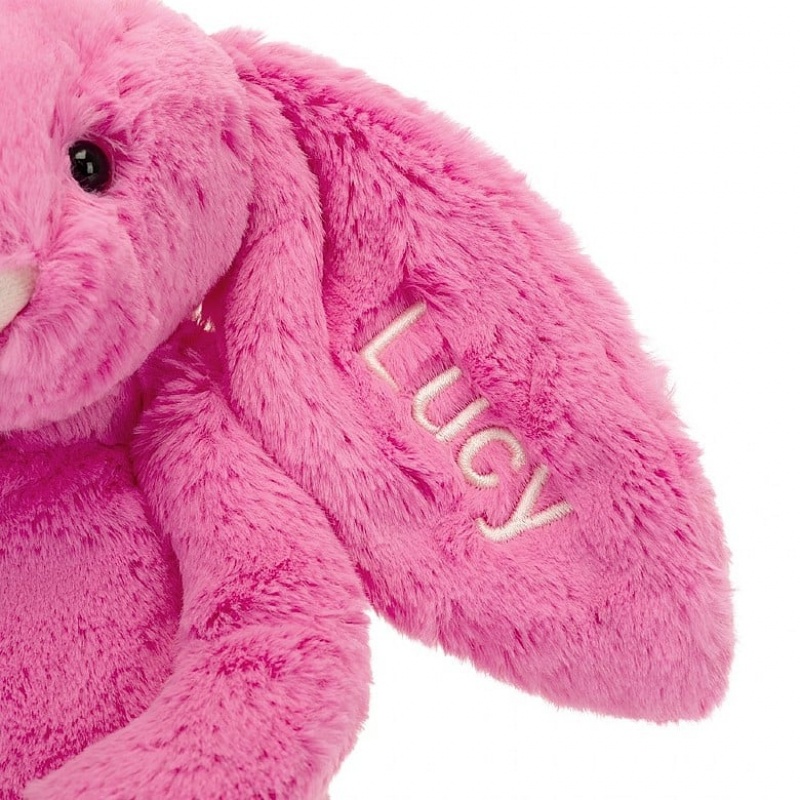 Jellycat Personalised Bashful Hot Pink Bunny Medium | OPXVE1473