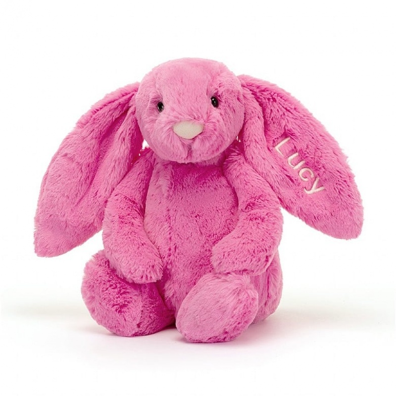 Jellycat Personalised Bashful Hot Pink Bunny Medium | OPXVE1473