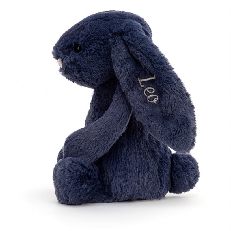 Jellycat Personalised Bashful Navy Bunny Medium | FBYKJ3264