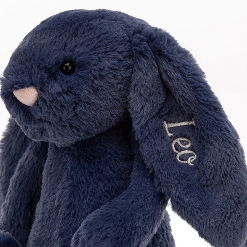 Jellycat Personalised Bashful Navy Bunny Medium | FBYKJ3264