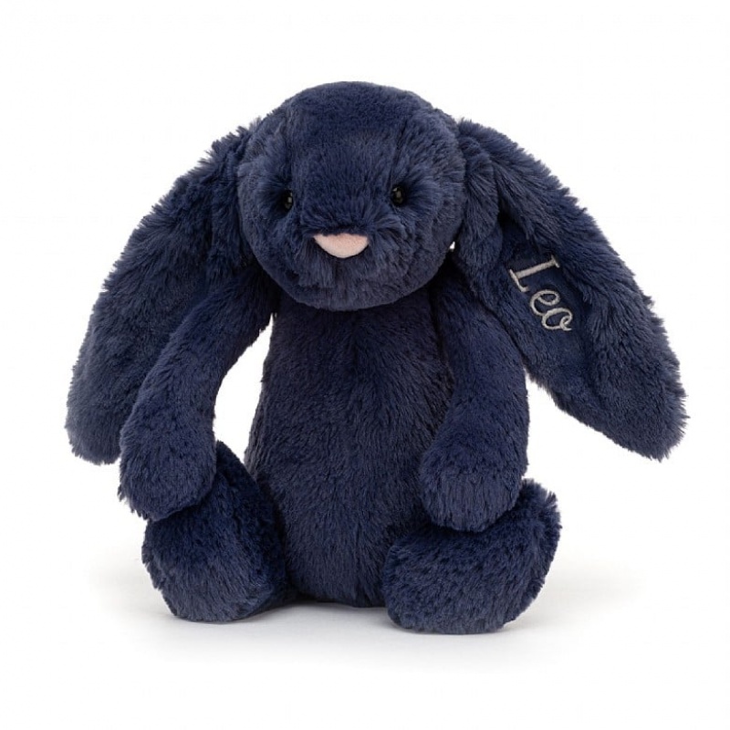 Jellycat Personalised Bashful Navy Bunny Medium | WQUIH5429