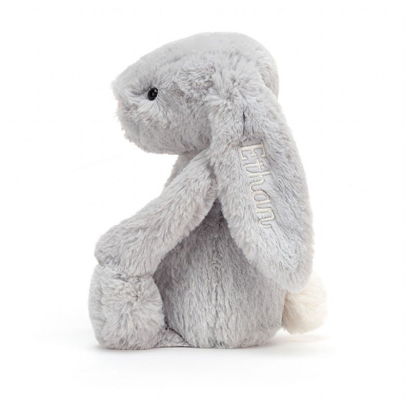 Jellycat Personalised Bashful Silver Bunny Medium | KUGOV5962