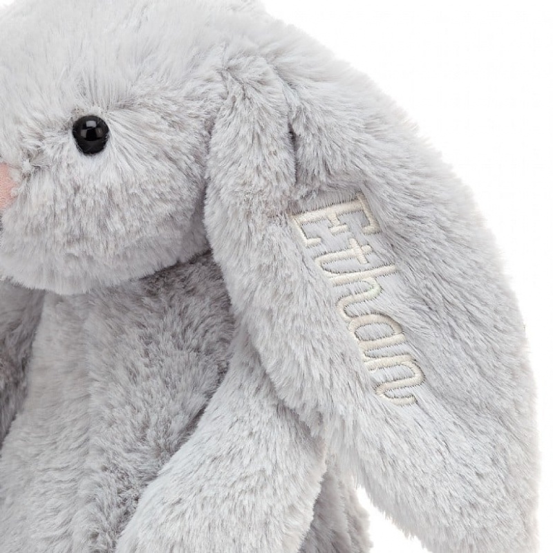 Jellycat Personalised Bashful Silver Bunny Medium | KUGOV5962