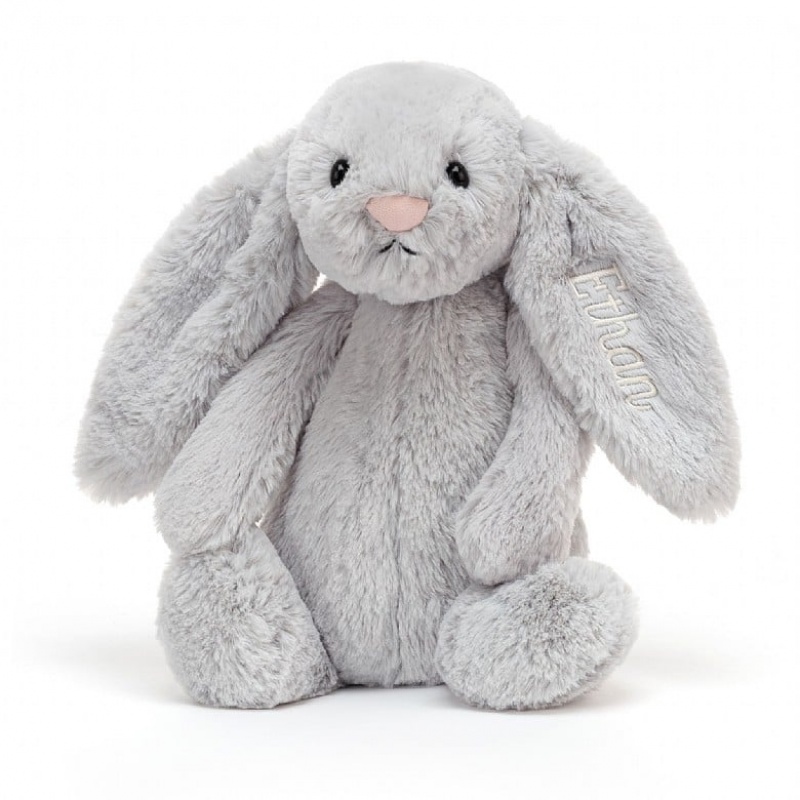 Jellycat Personalised Bashful Silver Bunny Medium | KUGOV5962