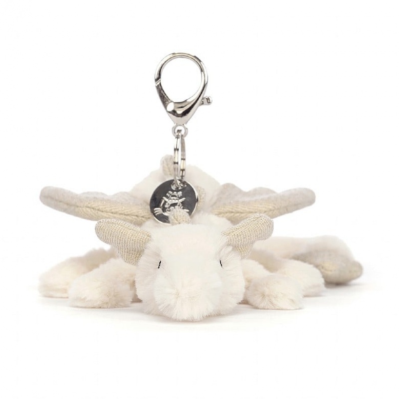 Jellycat Snow Dragon Bag Charm | VHDSX7410