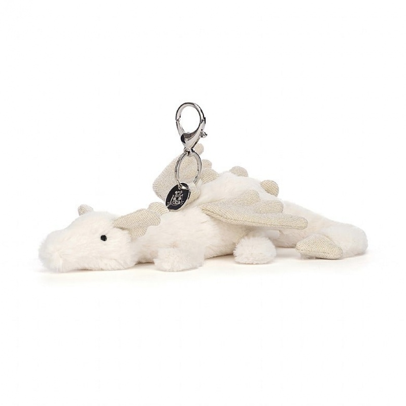 Jellycat Snow Dragon Bag Charm | VHDSX7410