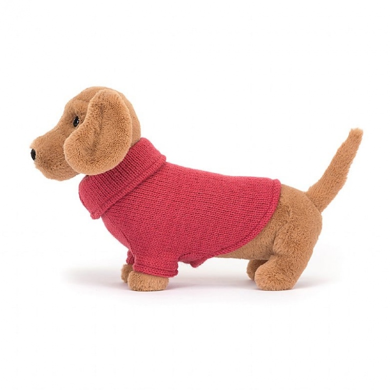 Jellycat Sweater Sausage Dog Pink | JTVKN2649