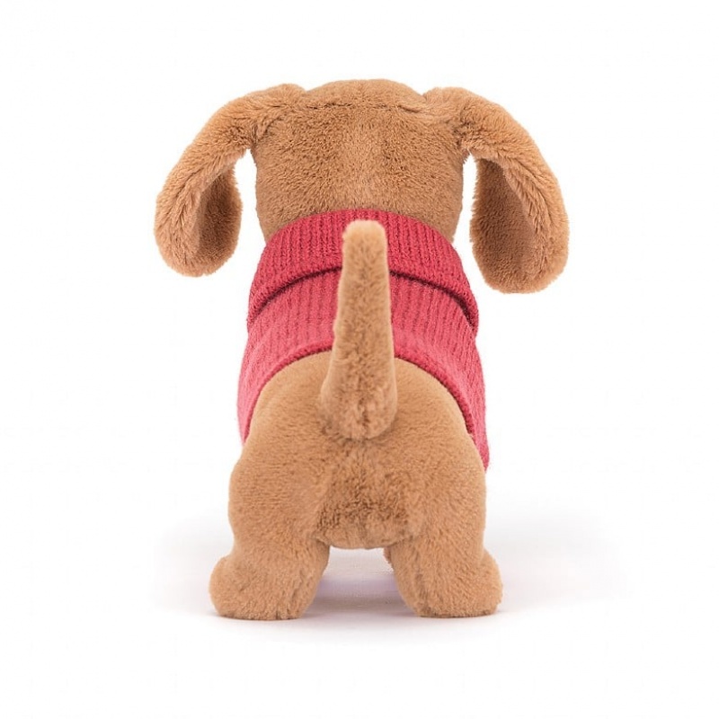 Jellycat Sweater Sausage Dog Pink | JTVKN2649