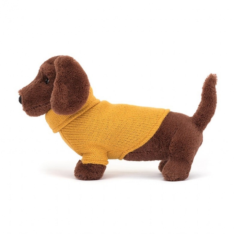 Jellycat Sweater Sausage Dog Yellow | QFBDO9267