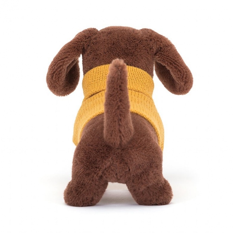 Jellycat Sweater Sausage Dog Yellow | QFBDO9267